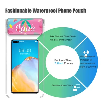 7.2 inch Big Size Universal Waterproof Mobile Phone Pouch Swimming Pouch Touchscreen Swim Phone Bag For Huawei P40 For Iphone Pro