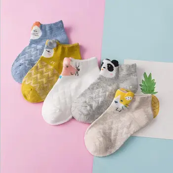 Меки дишащи чорапи за новородени момчета и момичета летни окото детски лодка чорапи за деца детски подови чорапи 0-8 години