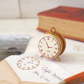 Творчески прекрасни дървени печати Лот печат детски мастилото часовници-ретро стил Дневник печат DIY декоративни гумени печати